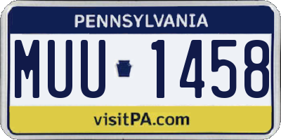 PA license plate MUU1458