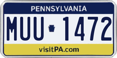PA license plate MUU1472