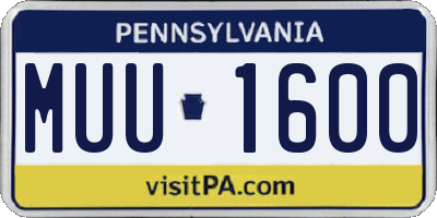 PA license plate MUU1600