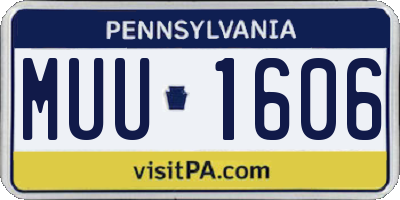 PA license plate MUU1606