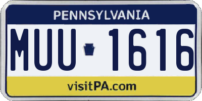 PA license plate MUU1616