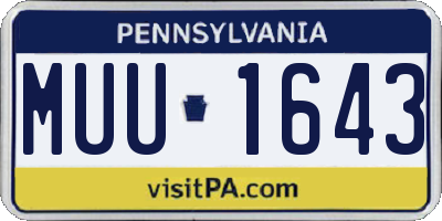 PA license plate MUU1643