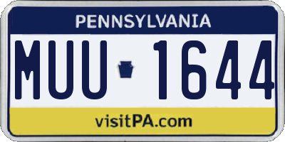 PA license plate MUU1644
