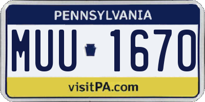 PA license plate MUU1670