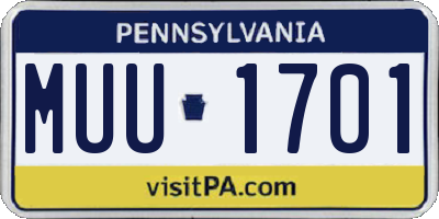 PA license plate MUU1701
