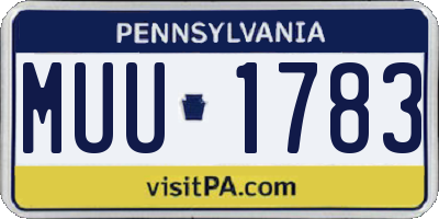 PA license plate MUU1783