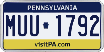 PA license plate MUU1792