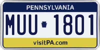 PA license plate MUU1801