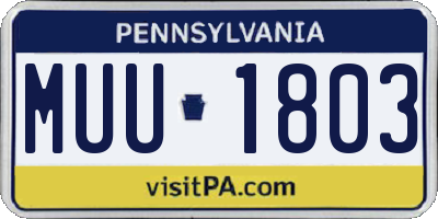 PA license plate MUU1803
