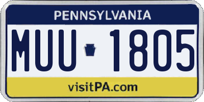 PA license plate MUU1805