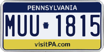 PA license plate MUU1815