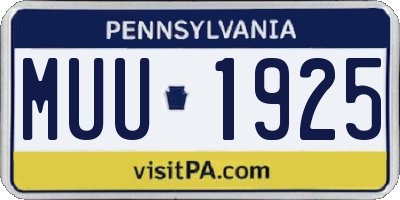 PA license plate MUU1925