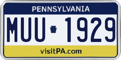 PA license plate MUU1929