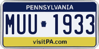 PA license plate MUU1933