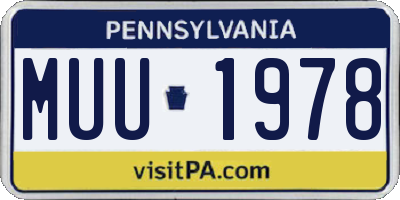 PA license plate MUU1978