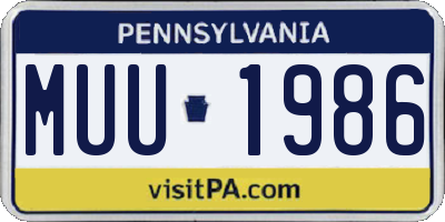 PA license plate MUU1986