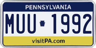 PA license plate MUU1992