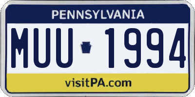 PA license plate MUU1994