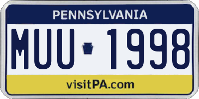 PA license plate MUU1998