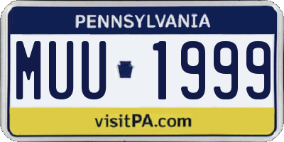 PA license plate MUU1999