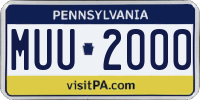 PA license plate MUU2000