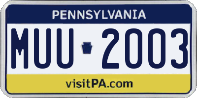 PA license plate MUU2003