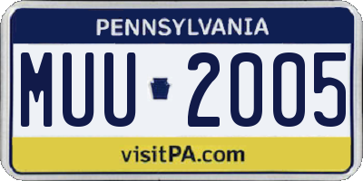 PA license plate MUU2005