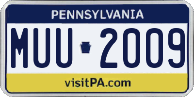 PA license plate MUU2009