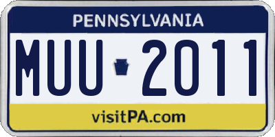 PA license plate MUU2011