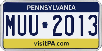 PA license plate MUU2013