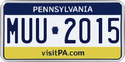 PA license plate MUU2015