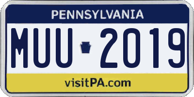 PA license plate MUU2019