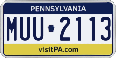 PA license plate MUU2113