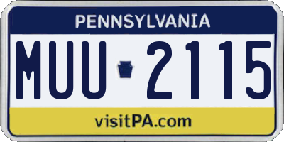 PA license plate MUU2115