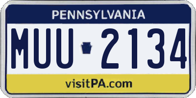 PA license plate MUU2134
