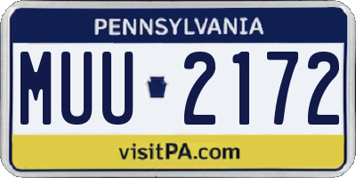 PA license plate MUU2172