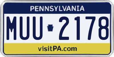 PA license plate MUU2178