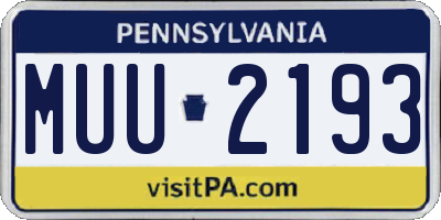 PA license plate MUU2193
