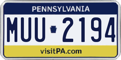 PA license plate MUU2194