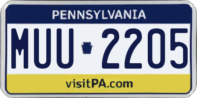 PA license plate MUU2205