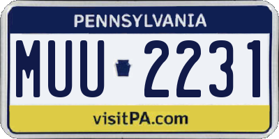 PA license plate MUU2231