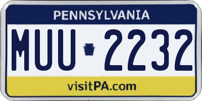 PA license plate MUU2232