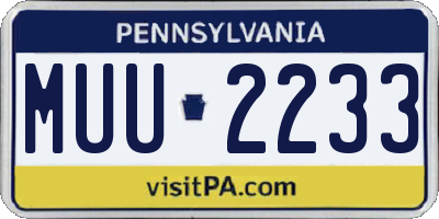 PA license plate MUU2233