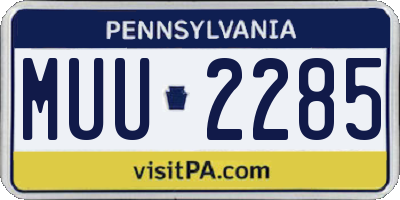 PA license plate MUU2285