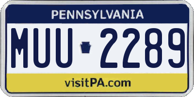 PA license plate MUU2289