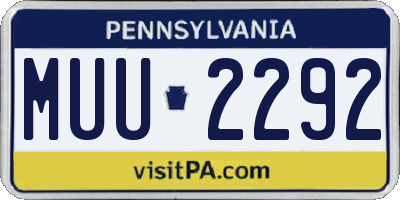 PA license plate MUU2292