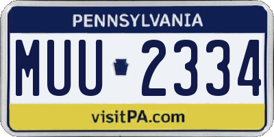 PA license plate MUU2334