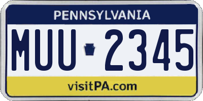 PA license plate MUU2345