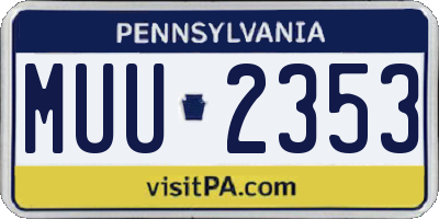 PA license plate MUU2353