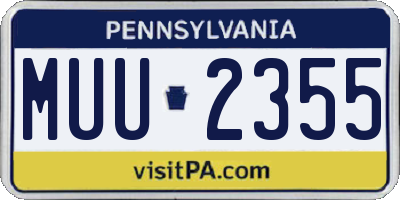 PA license plate MUU2355